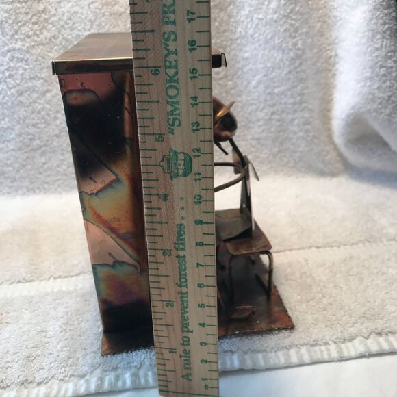 Handmade Copper Desk Music Box With Quirky Figurine & Coffee Cup Sitting At Pian - Picture 11 of 11